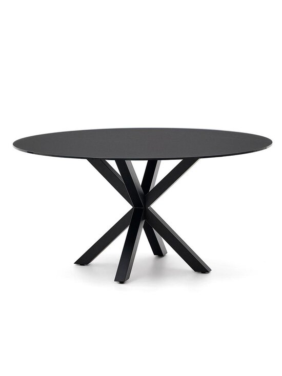 Kave Home - Argo-ruokapöytä musta lasi / musta ⌀ 150 cm - BLACK | Stockmann - photo 1