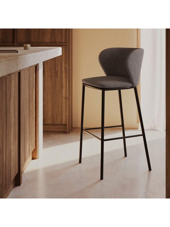 Kave Home - Ciselia-baarijakkara tummanharmaa chenille-kangas / musta metalli K 75 cm - BEIGE | Stockmann - photo 4