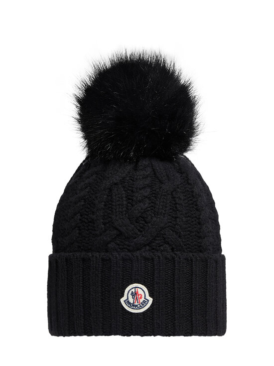 Moncler - Tupsullinen palmikkoneulepipo - 999 BLACK | Stockmann - photo 1