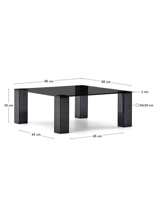 Kave Home - Adularia-sivupöytä tummanharmaa lasi 85 x 85 cm - BLACK | Stockmann - photo 7