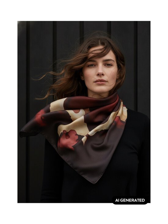 A+more - Agata-silkkihuivi 100 x 100 cm - WINE/BROWN/BEIGE 1 | Stockmann - photo 4