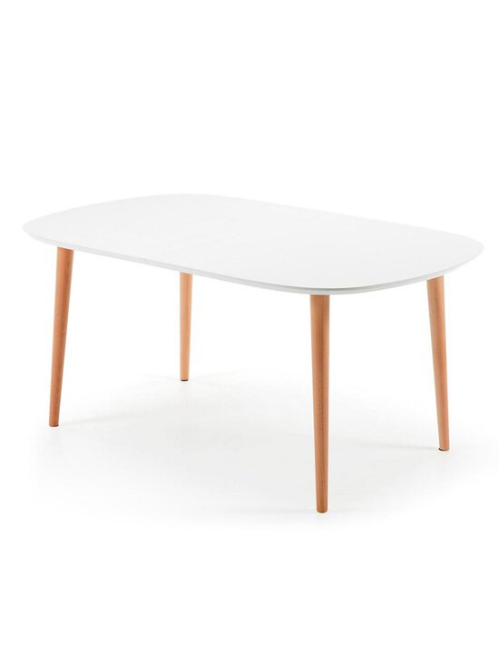 Kave Home - Oqui- jatkettava ruokapöytä valkoinen/pyökki 100 x 160/260 cm - BEIGE | Stockmann - photo 1