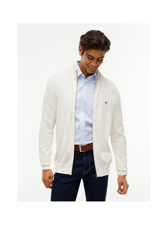 Tommy Hilfiger - Cotton Zip Thru -neuletakki - Z00 IVORY PETAL / NAVY BLUE TIP | Stockmann - photo 2