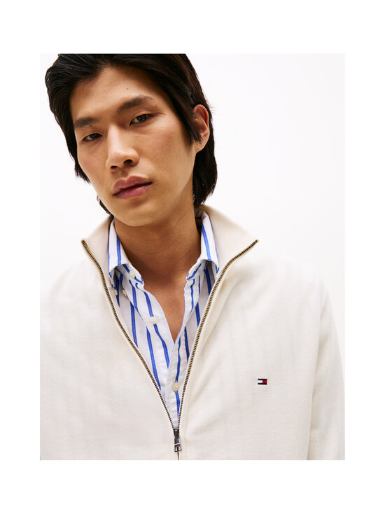 Tommy Hilfiger - Cotton Zip Thru -neuletakki - Z00 IVORY PETAL / NAVY BLUE TIP | Stockmann - photo 5