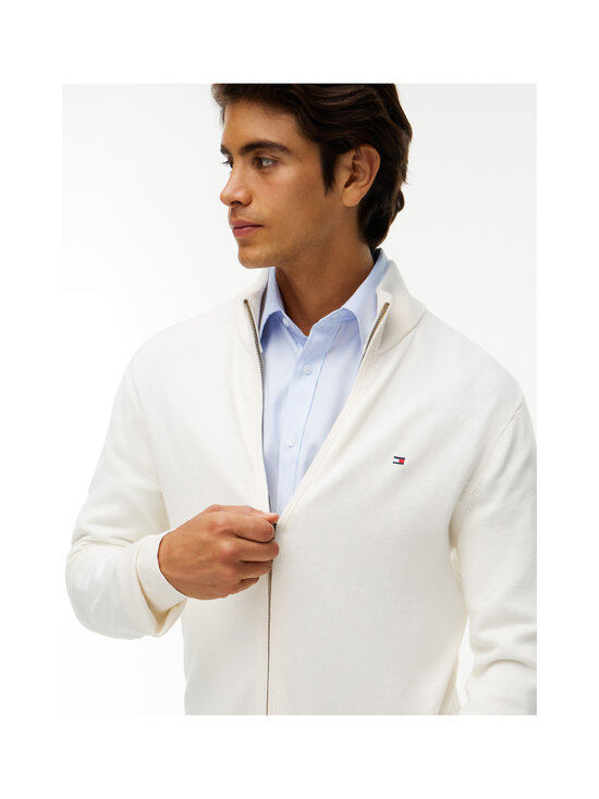 Tommy Hilfiger - Cotton Zip Thru -neuletakki - Z00 IVORY PETAL / NAVY BLUE TIP | Stockmann - photo 6