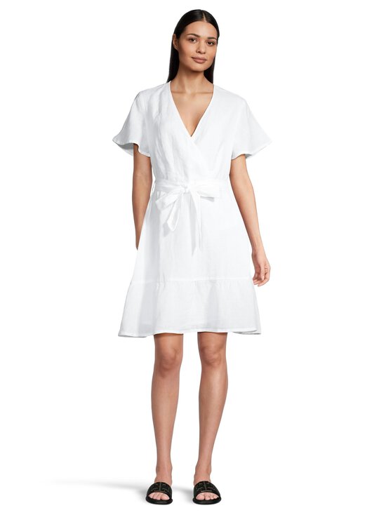 Lexington - Belted V-Neck -pellavamekko - 100 WHITE | Stockmann - photo 2