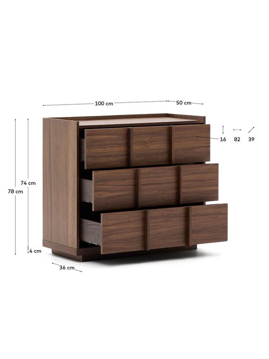 Kave Home - Onix-lipasto tumma pähkinä 100 x 78 cm - BROWN | Stockmann - photo 6