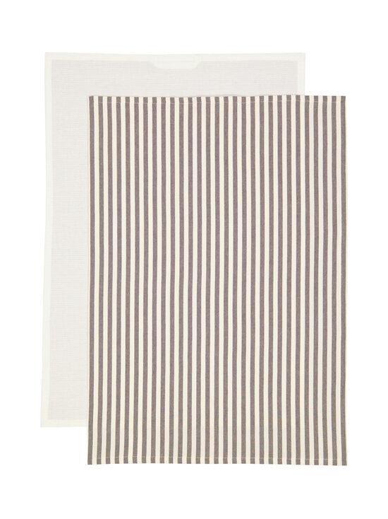 Casa Stockmann - Tornio-keittiöpyyhe 2 kpl - DARK GREY/SOFT WHITE STRIPE + SOFT WHITE | Stockmann - photo 1
