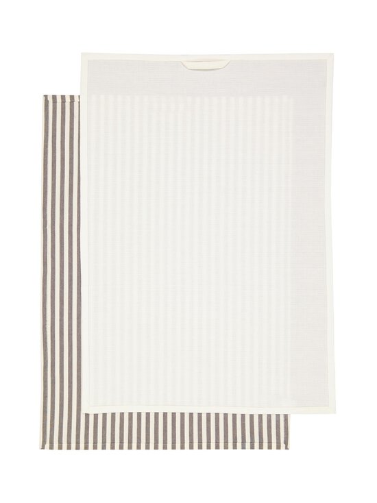 Casa Stockmann - Tornio-keittiöpyyhe 2 kpl - DARK GREY/SOFT WHITE STRIPE + SOFT WHITE | Stockmann - photo 2