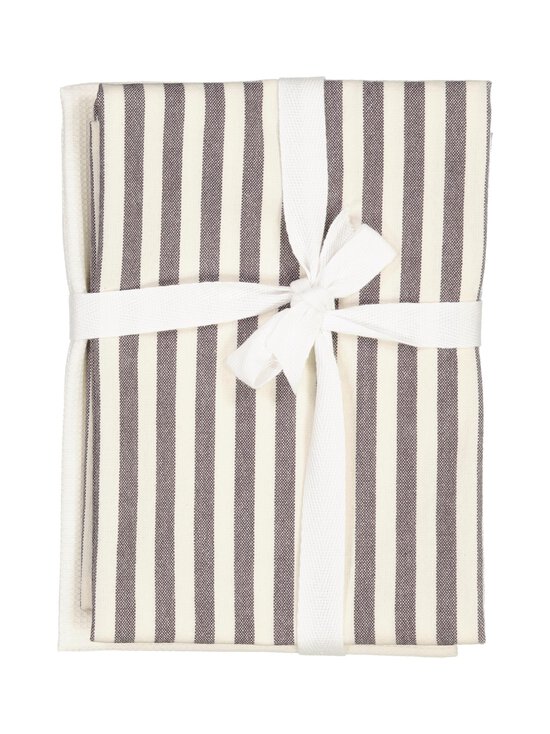 Casa Stockmann - Tornio-keittiöpyyhe 2 kpl - DARK GREY/SOFT WHITE STRIPE + SOFT WHITE | Stockmann - photo 3