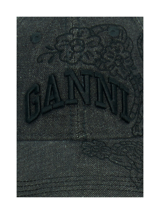 Ganni - Washed Embroidery Denim -lippalakki - BLACK WASHED | Stockmann - photo 3