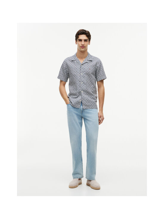 Tommy Hilfiger - Kokvilnas-lina krekls ar apkakli - 0GY CARBON NAVY / ALLOVER | Stockmann - photo 2
