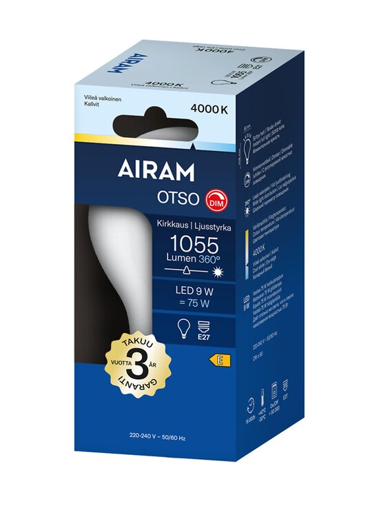 Airam - LED A60 840 1055lm E27 Otso -himmennettävä opaalilamppu - TRANSPARENT | Stockmann - photo 2