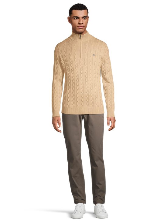 GANT - Cotton Cable Half Zip -neulepaita - 296 KHAKI MELANGE | Stockmann - photo 2