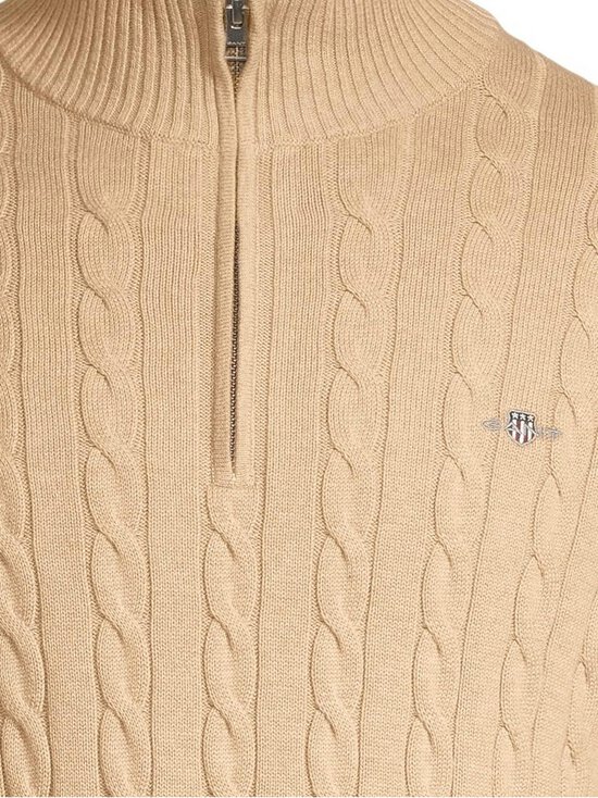 GANT - Cotton Cable Half Zip -neulepaita - 296 KHAKI MELANGE | Stockmann - photo 4