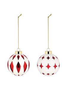 Alessi - Delight-joulupallo 2 kpl - WHITE/RED/GOLD Alessi - Delight-joulupallo 2 kpl - WHITE/RED/GOLD | Stockmann