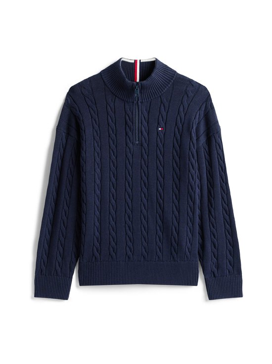 Cotton Half Zip pīnīšu adījuma džemperis