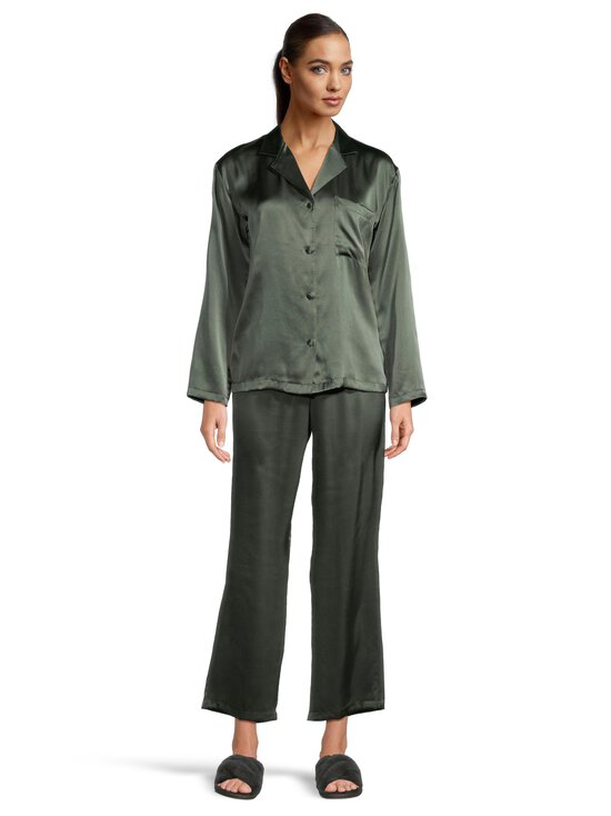 Damella - Silk Plain -pyjama - 258 DARK OLIVE | Stockmann - photo 4