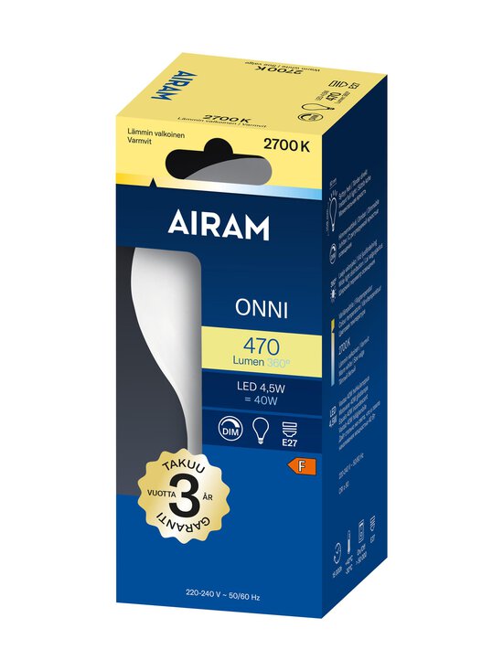 Airam - Led A60 470Lm E27 -lamppu - TRANSPARENT | Stockmann - photo 1