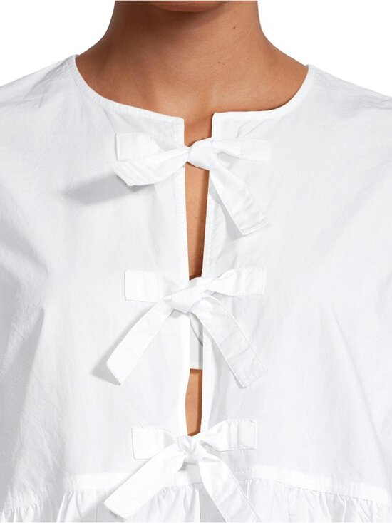 Ganni - Tie String Mini -puuvillapopliinimekko - 151 BRIGHT WHITE | Stockmann - photo 4