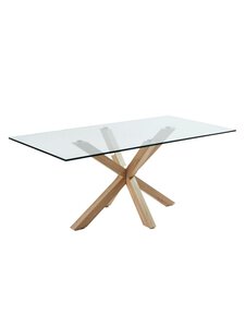 Kave Home - Argo-ruokapöytä lasi/puunväri 100 x 200 cm - BEIGE | Stockmann