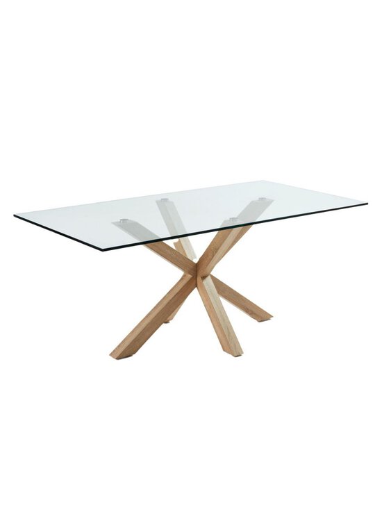 Kave Home - Argo-ruokapöytä lasi/puunväri 100 x 200 cm - BEIGE | Stockmann - photo 1