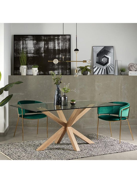 Kave Home - Argo-ruokapöytä lasi/puunväri 100 x 200 cm - BEIGE | Stockmann - photo 4