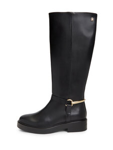 Tommy Hilfiger - Stud Leather Knee Riding -saappaat - BDS BLACK | Stockmann
