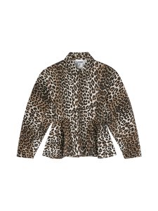 Ganni - Printed Stretch Cotton Peplum -paitapusero - 859 ALMOND MILK | Stockmann