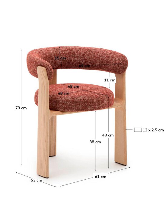 Kave Home - Granite-tuoli kolmijalkainen punaruskea chenille / saarni - PINK | Stockmann - photo 8