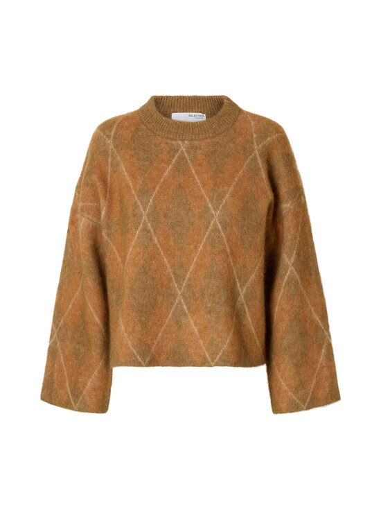 Selected - Slflulu Brushed Argyle džemperis - GOLDEN BROWN DETAIL:BIRCH AND ERMINE ARGYLE | Stockmann - photo 1