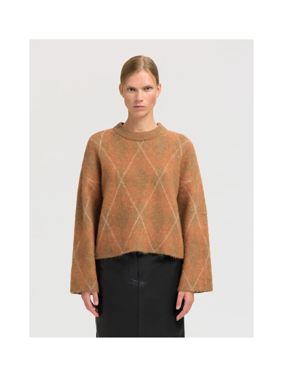 Selected - Slflulu Brushed Argyle džemperis - GOLDEN BROWN DETAIL:BIRCH AND ERMINE ARGYLE | Stockmann - photo 4