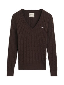 GANT - Stretch Cotton V-Neck -palmikkoneule - 202 DEEP BROWN | Stockmann