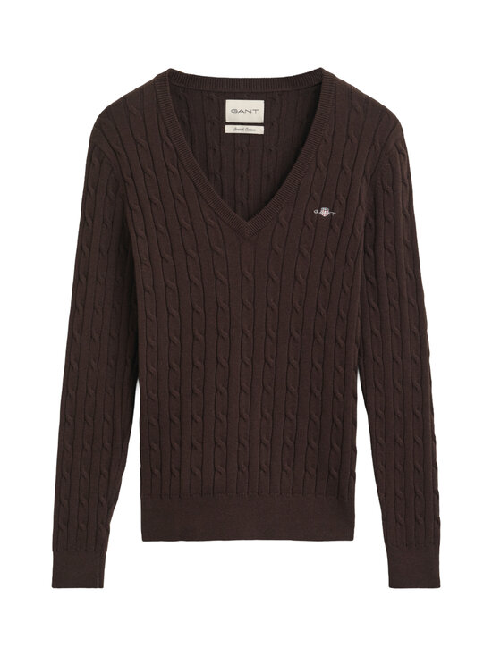 GANT - Stretch Cotton V-Neck -palmikkoneule - 202 DEEP BROWN | Stockmann - photo 1