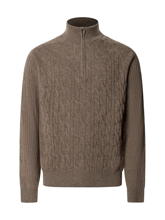Hackett London - Lambswool Half Zip -palmikkoneule - 831 BROWN | Stockmann - photo 1