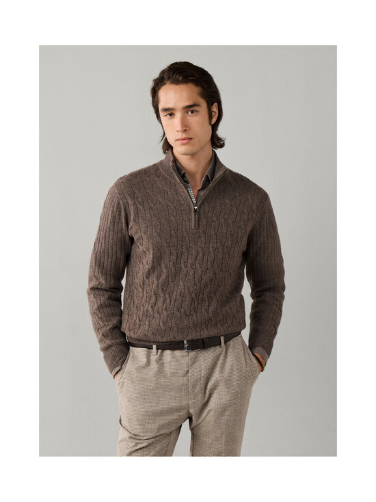 Hackett London - Lambswool Half Zip -palmikkoneule - 831 BROWN | Stockmann - photo 3