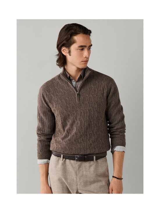 Hackett London - Lambswool Half Zip -palmikkoneule - 831 BROWN | Stockmann - photo 4