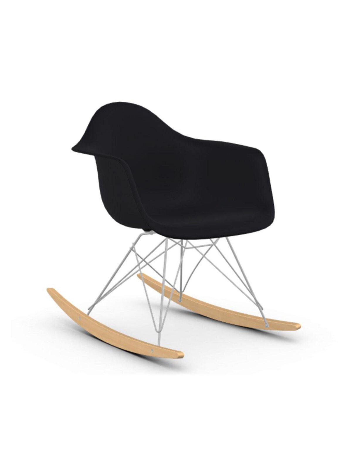 Eames rar re -keinutuoli deep black/kromi/vaalea vaahtera