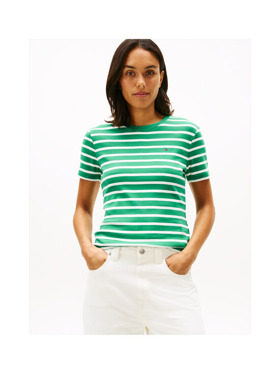 Tommy Hilfiger - Slim Cody C-neck -trikoopaita - 0CL NOUVEAU GREEN / ECRU STP | Stockmann - photo 4