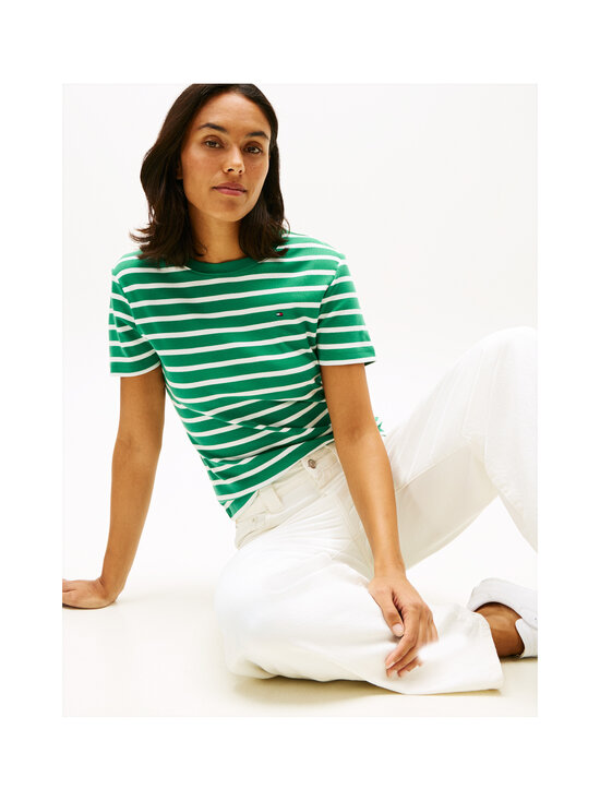 Tommy Hilfiger - Slim Cody C-neck -trikoopaita - 0CL NOUVEAU GREEN / ECRU STP | Stockmann - photo 5