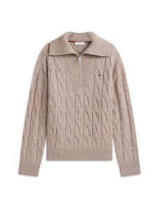 Tommy Hilfiger - Soft Wool 1/2 Zip -palmikkoneule - HH0 LIGHT CAMEL HEATHER | Stockmann
