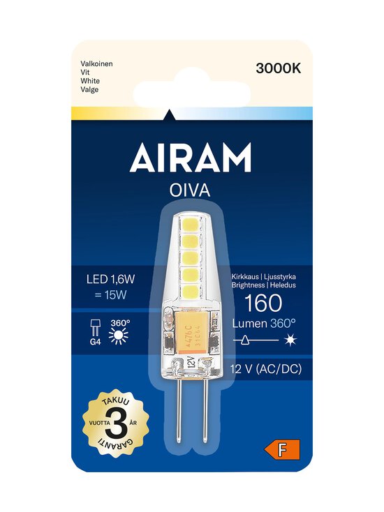 Airam - LED PO 830 160lm G4 12V -lamppu - TRANSPARENT | Stockmann - photo 2