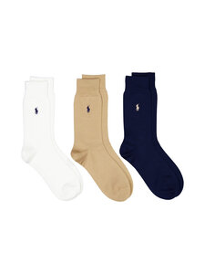 Polo Ralph Lauren - Sokid Mercerzd Crew 3 paari - INVORY/NAVY/CAMEL | Stockmann