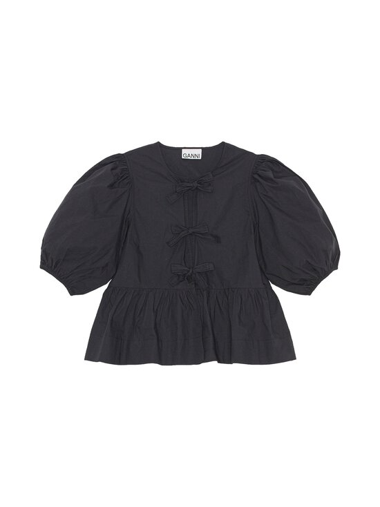 Ganni - Cotton Peplum -popliinipusero - 099 BLACK | Stockmann - photo 1