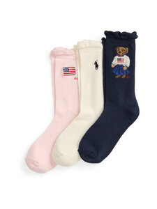 Polo Ralph Lauren - American Girl Bear -sukat 3-pack - 001 NAVY/IVORY/BLUE | Stockmann