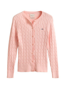 GANT - Stretch Cotton -palmikkoneuletakki - 647 APRICOT PINK | Stockmann