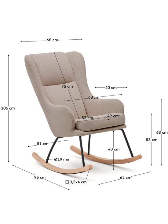 Kave Home - Maustin-keinutuoli beige chenille - BEIGE | Stockmann - photo 6