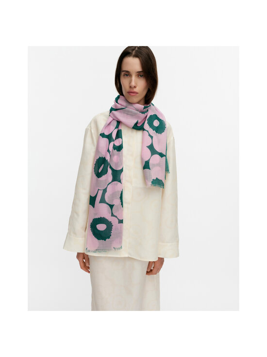Marimekko - Fiore Unikko -huivi - 730 DARK GREEN, LIGHT PINK | Stockmann - photo 3