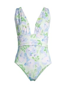 Malina - Alvina open back plunge -uimapuku - PASTEL FLORAL PISTACCIO | Stockmann