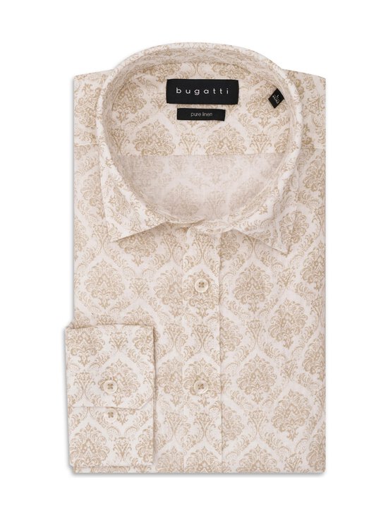 Bugatti - Casual-pellavakauluspaita - 040 BEIGE | Stockmann - photo 1